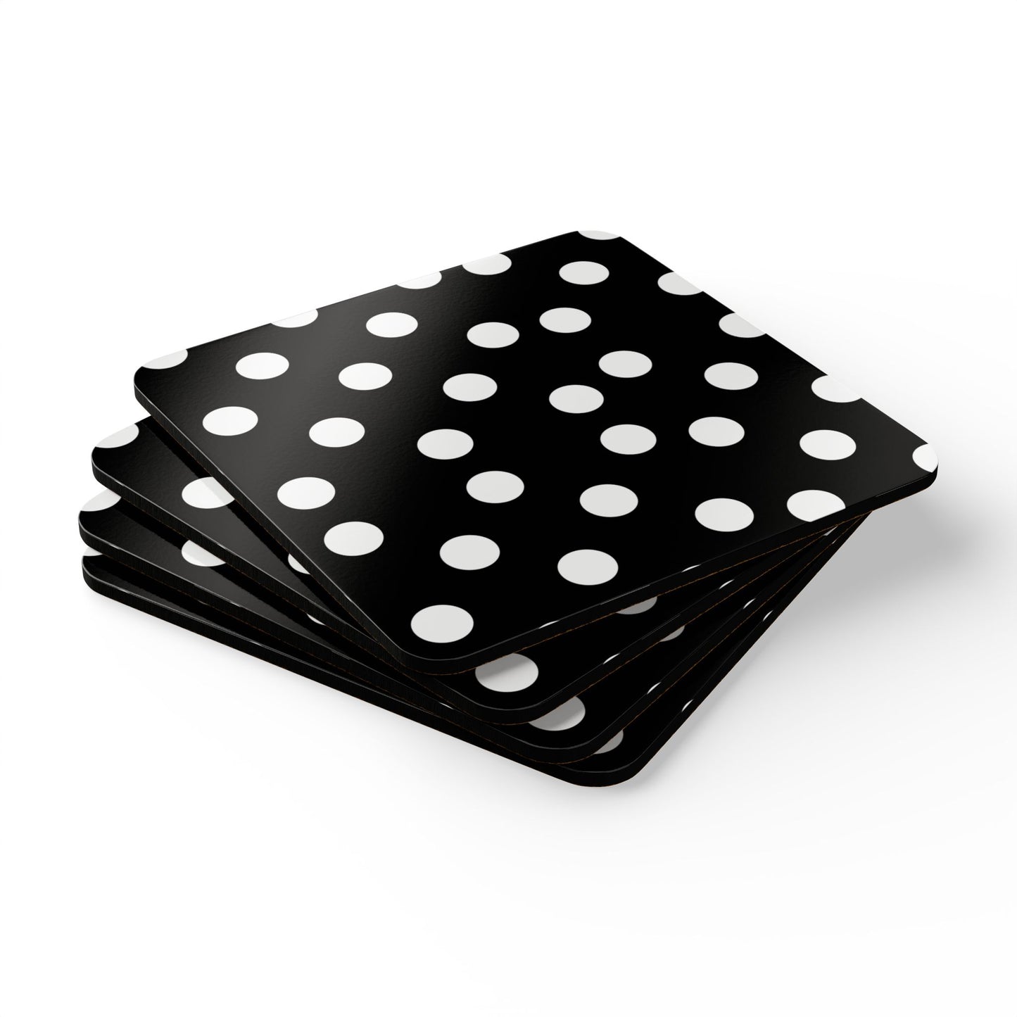 Modern Polka Dots Corkwood Coaster Set