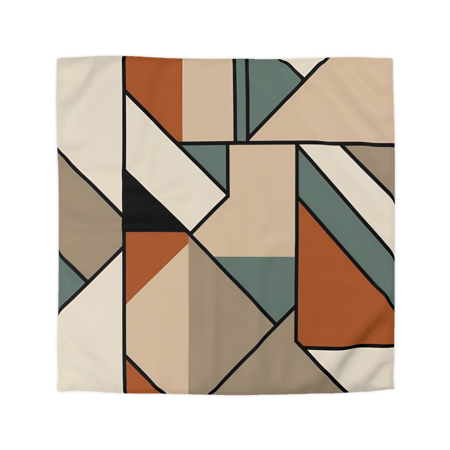 Monotone Retro Geometric Duvet Cover