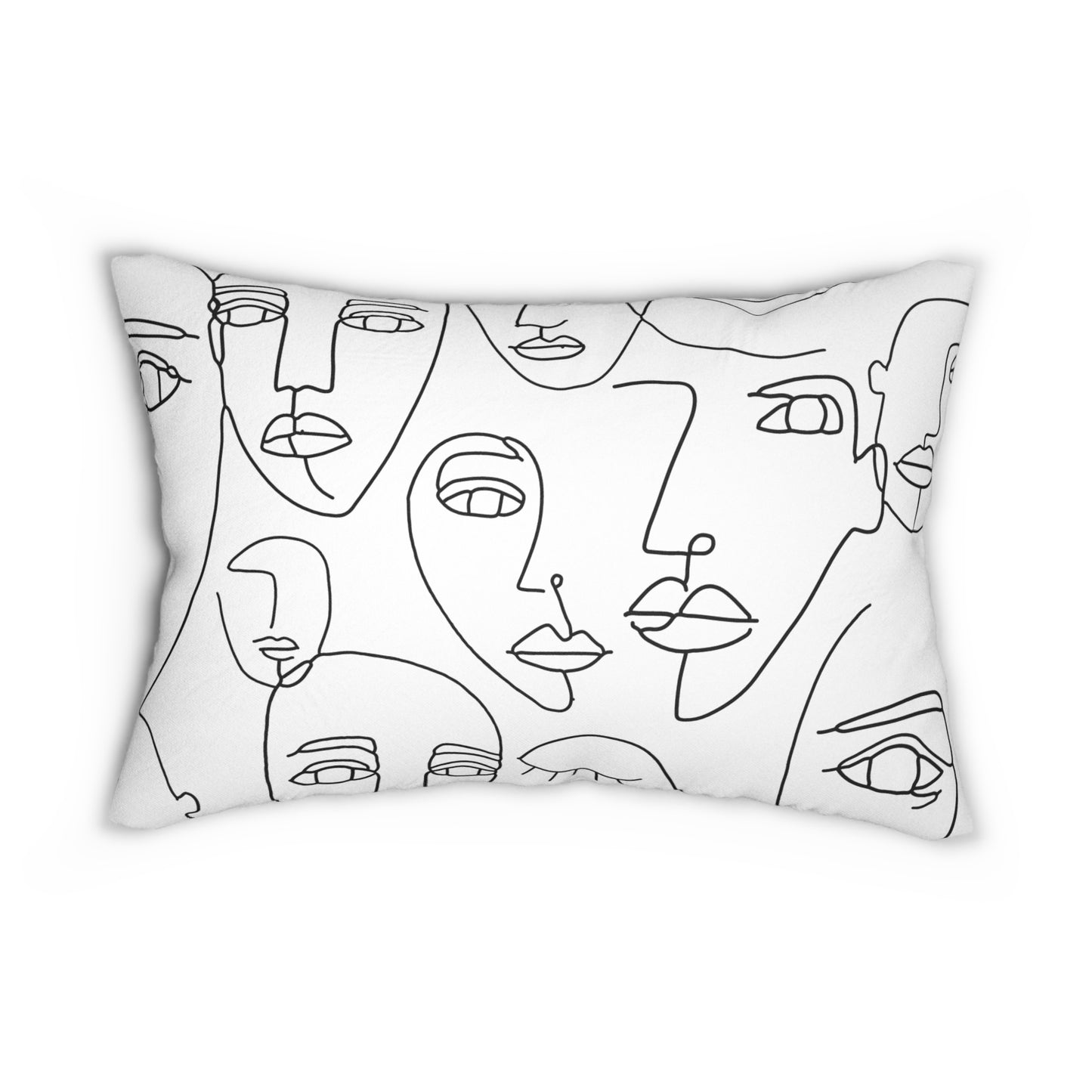 Abstract Line Art Faces Lumbar Pillow