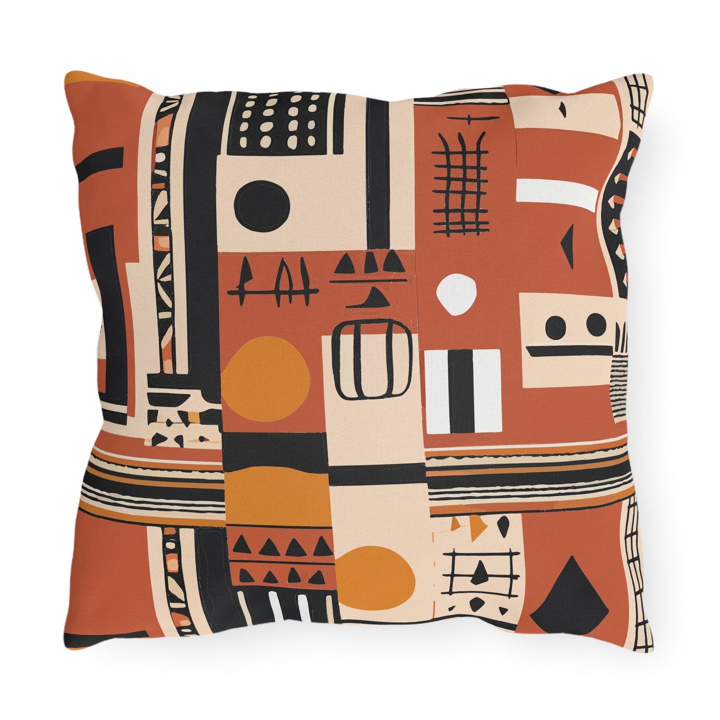 Monotone Tribal Inspired Outdoor Pillow