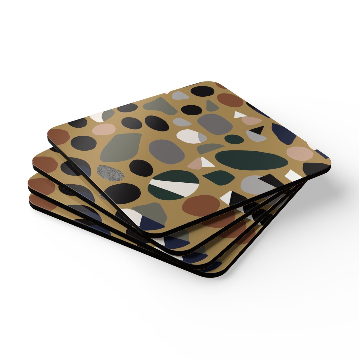 Modern Terrazzo Corkwood Coaster Set