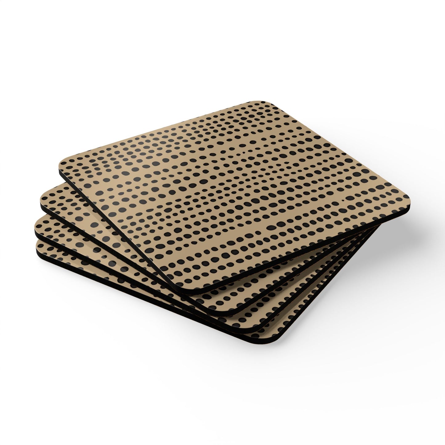 Monotone Modern Polka Dot Corkwood Coaster Set