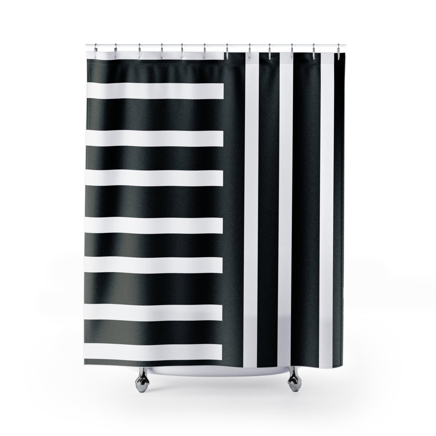 Chic Contrast Striped Shower Curtain