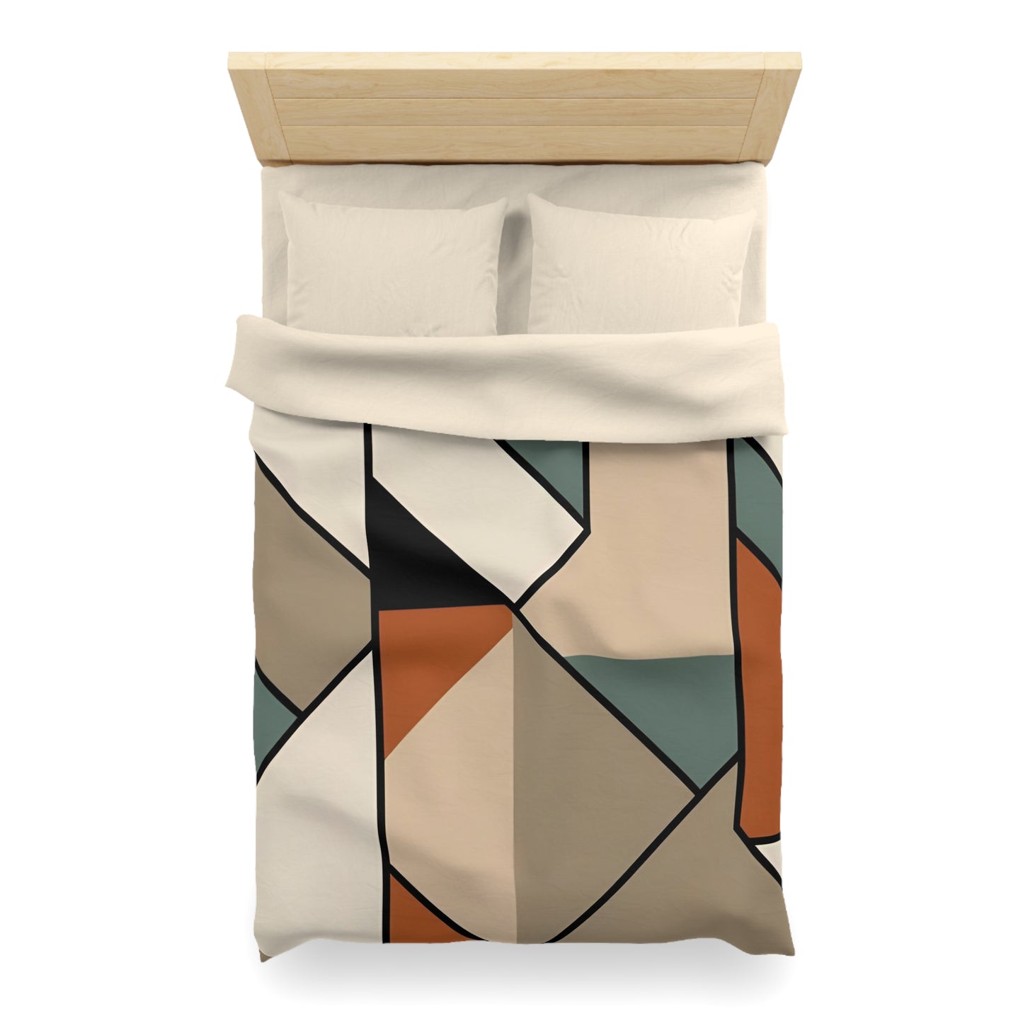 Monotone Retro Geometric Duvet Cover