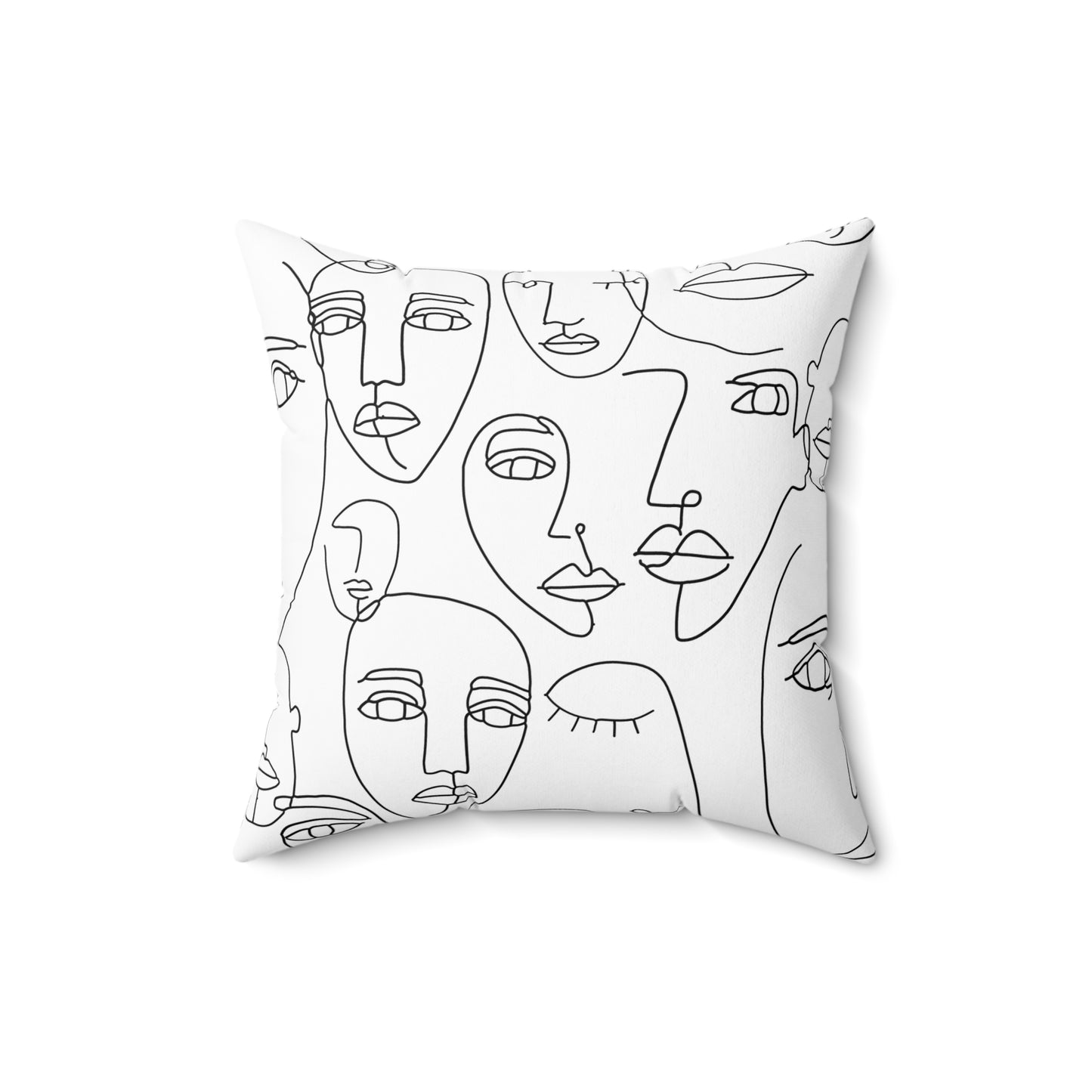 Abstract Line Art Faces Throw Pillow