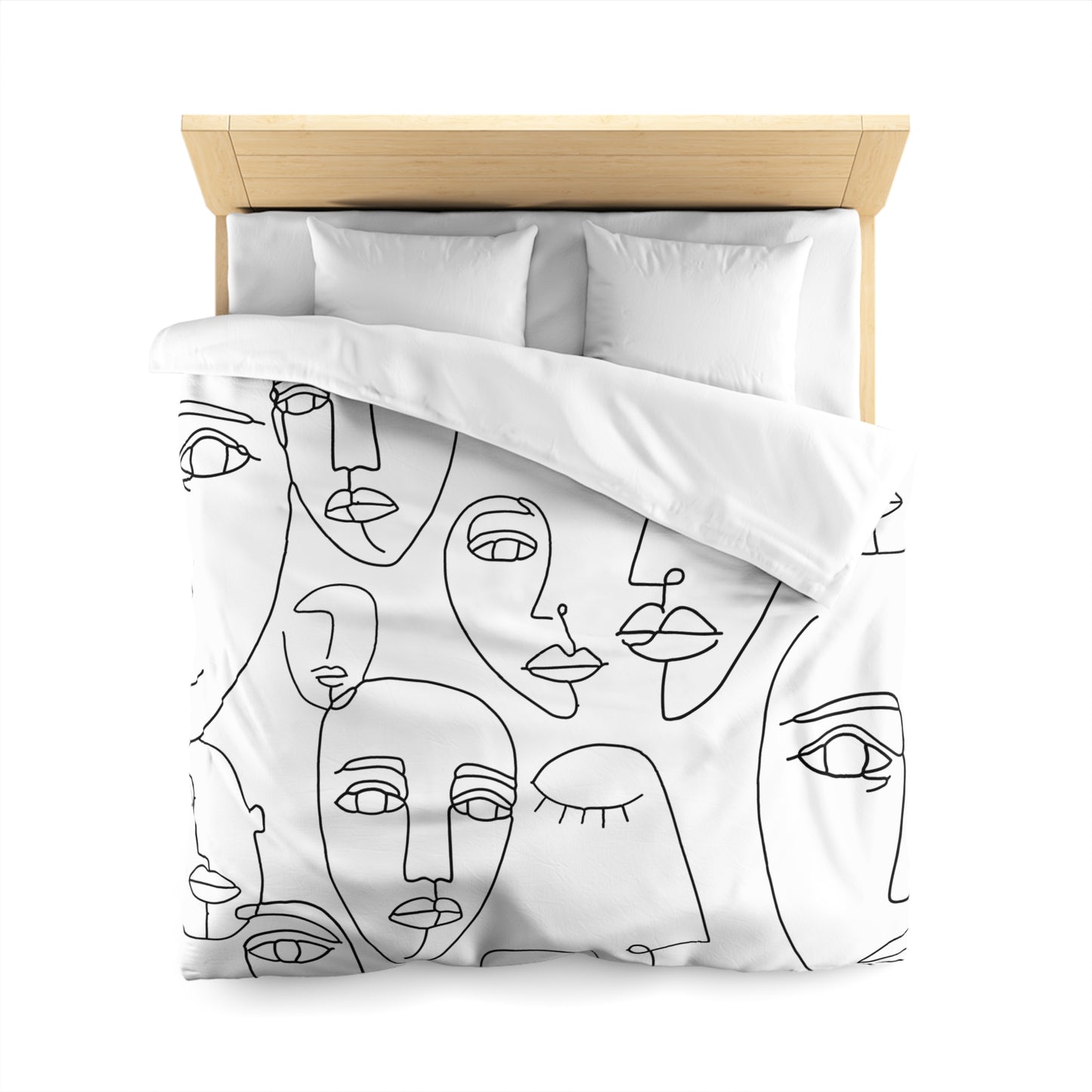 Abstract Line Art Faces Duvet Cover