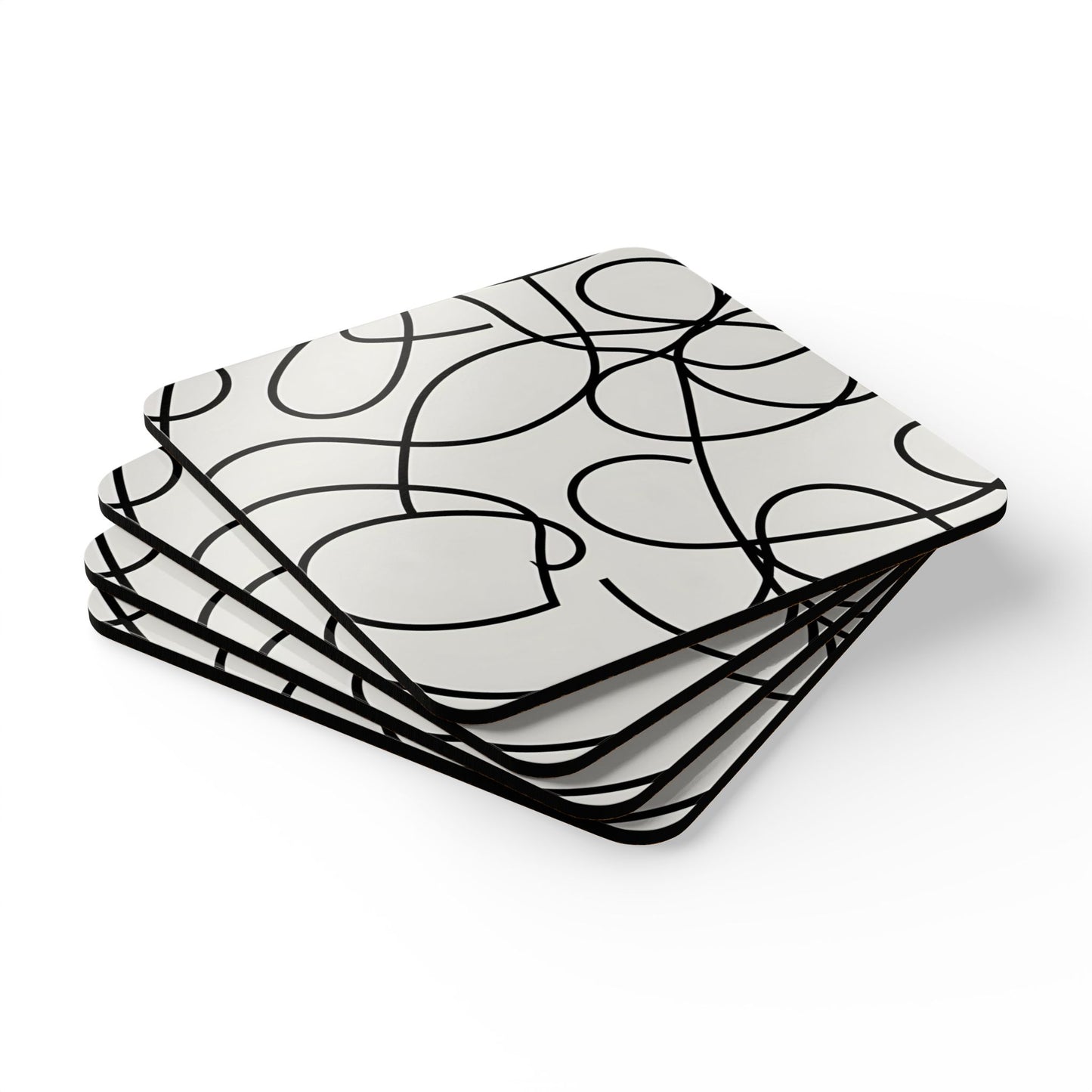 Abstract Single Line Corkwood Coaster Set