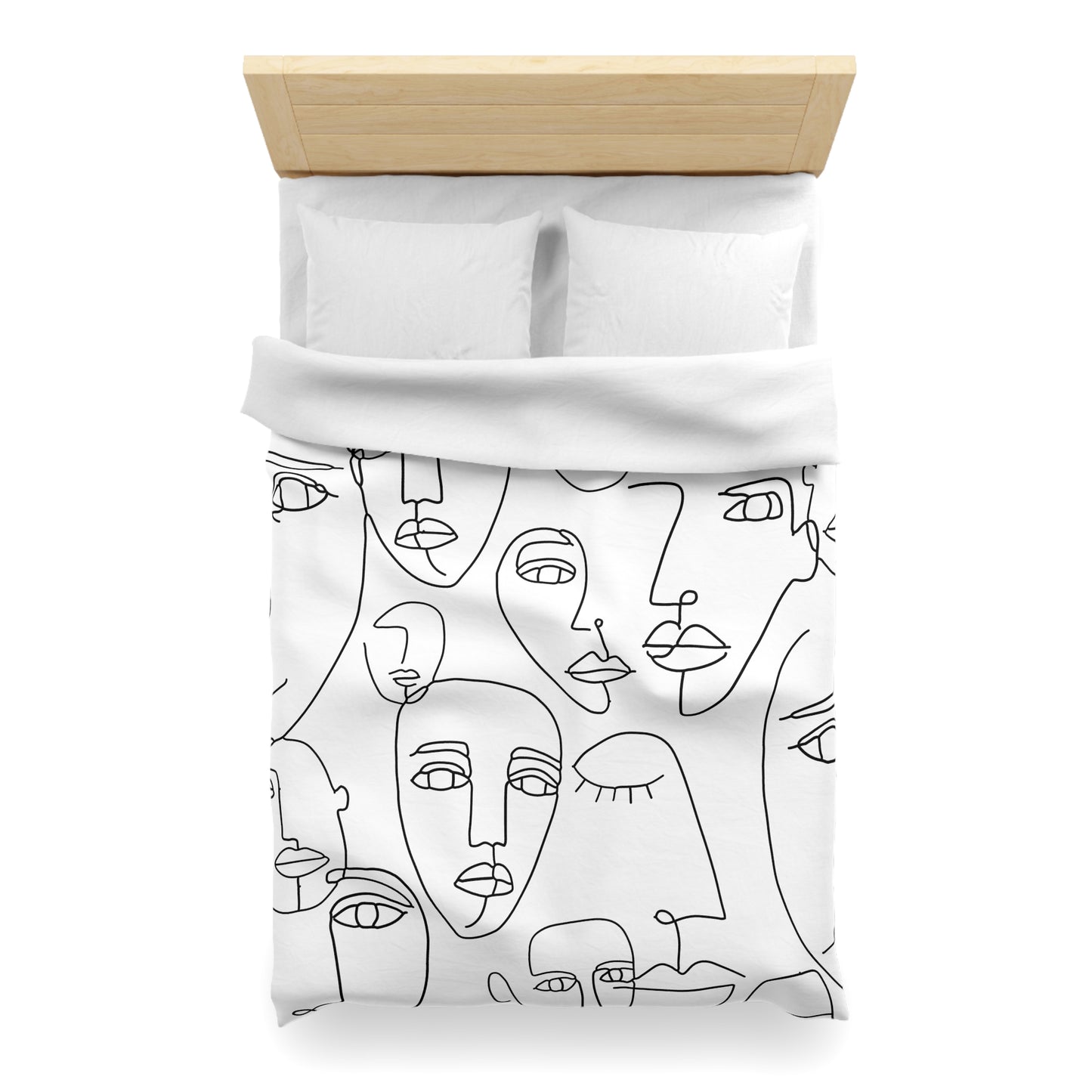 Abstract Line Art Faces Duvet Cover