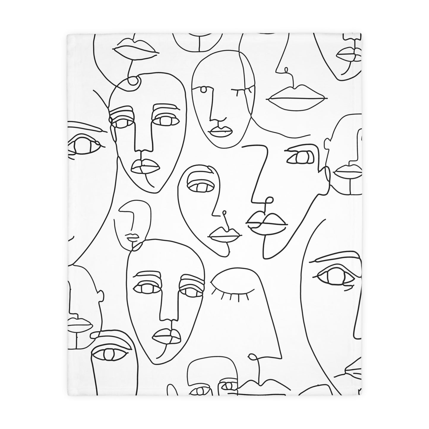 Abstract Line Art Faces Throw Blanket