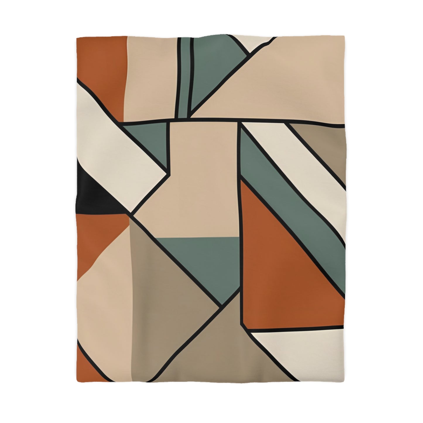 Monotone Retro Geometric Duvet Cover
