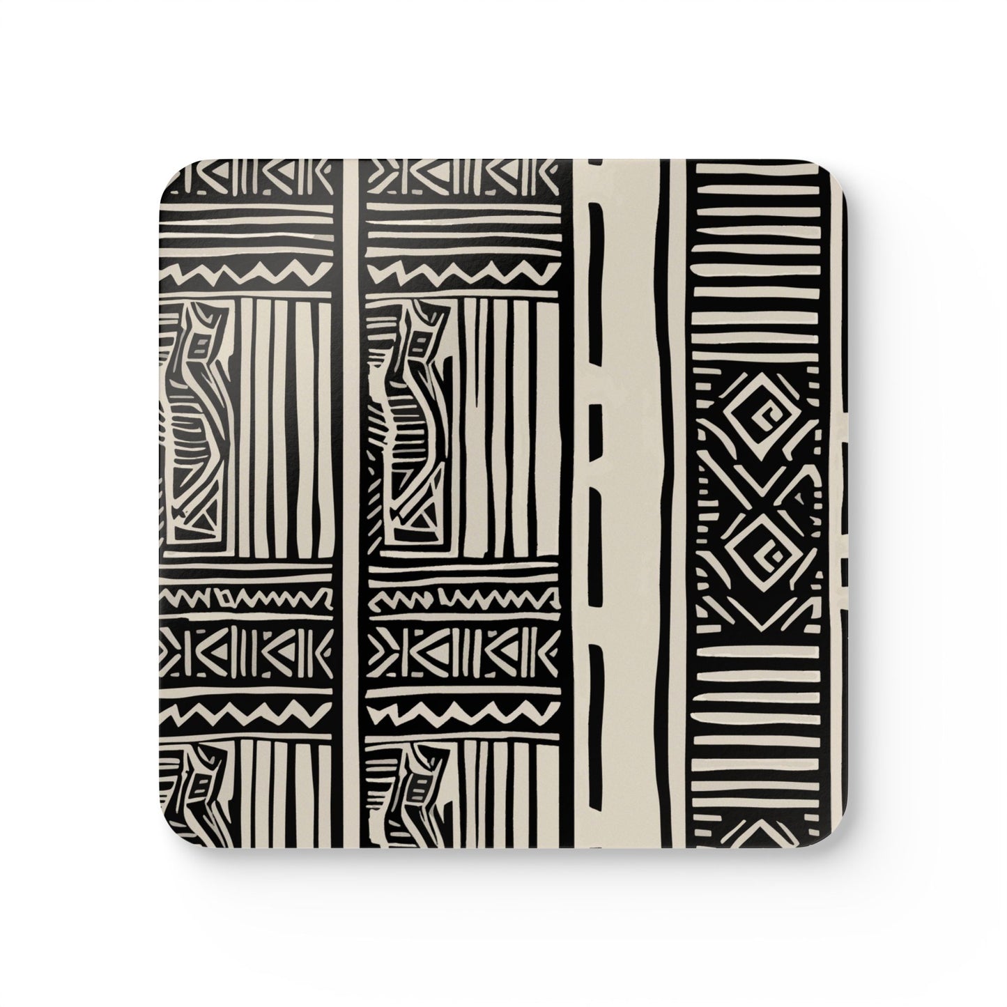 Modern African Tribal Corkwood Coaster Set