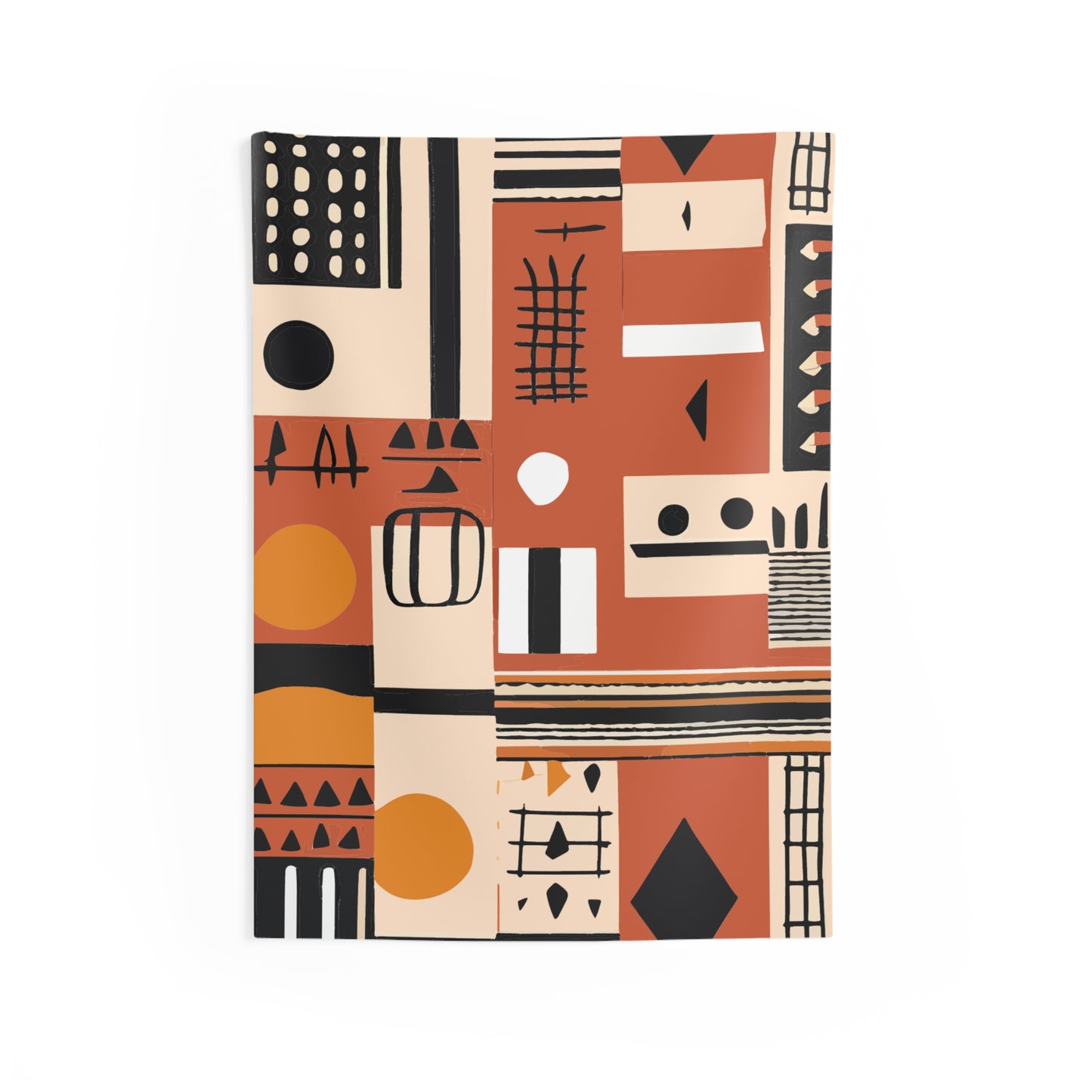 Monotone Tribal Inspired Wall Tapestry