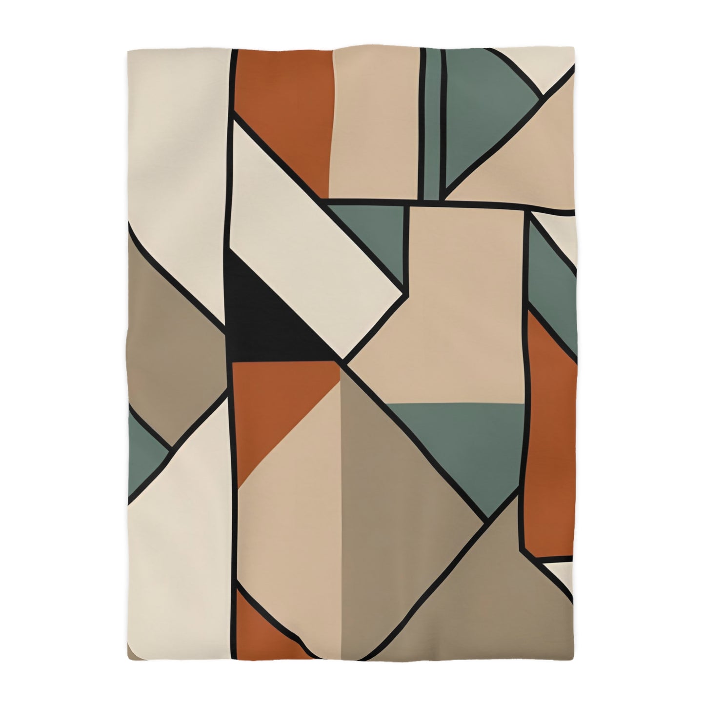 Monotone Retro Geometric Duvet Cover