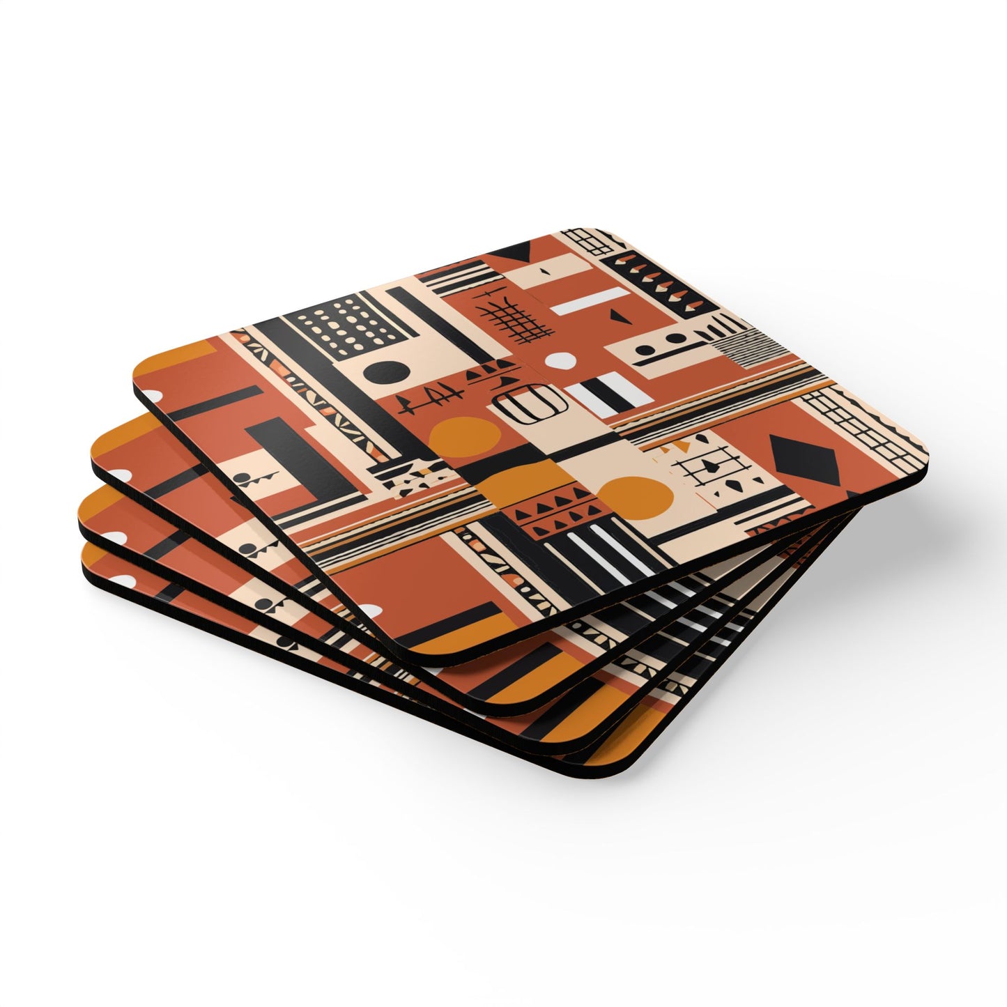 Monotone Tribal Inspired Corkwood Coaster Set