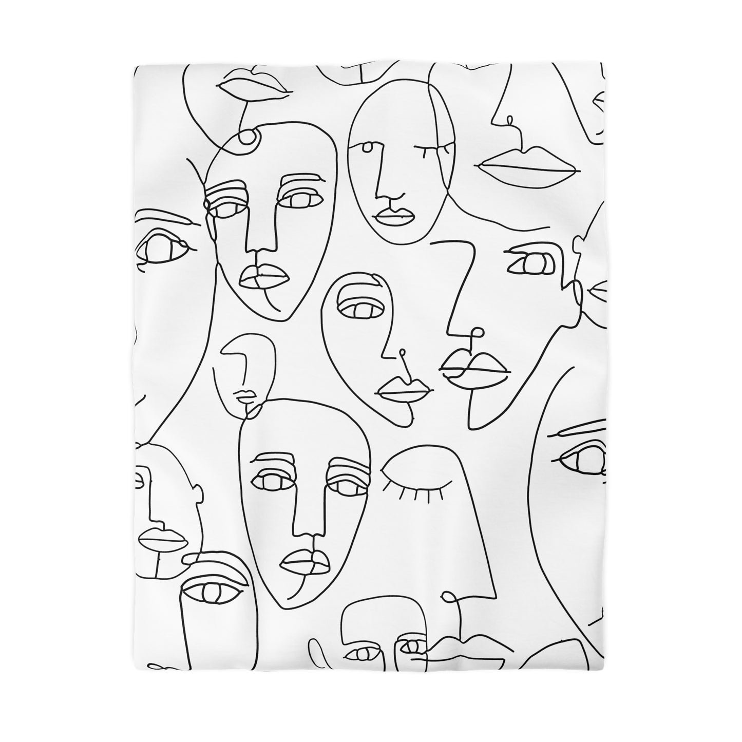 Abstract Line Art Faces Duvet Cover