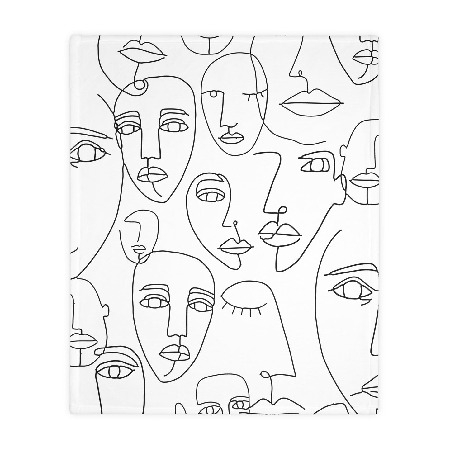 Abstract Line Art Faces Throw Blanket