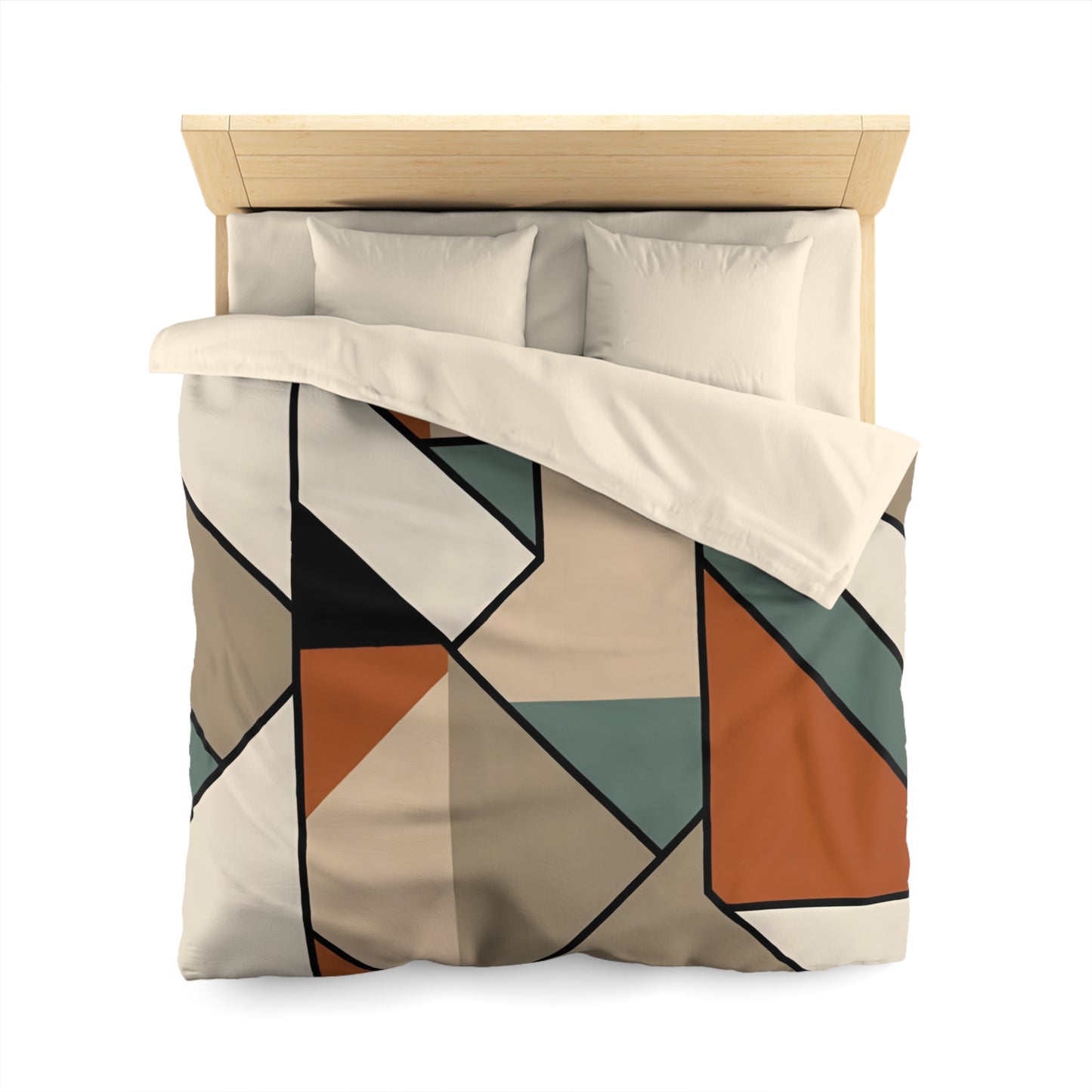 Monotone Retro Geometric Duvet Cover