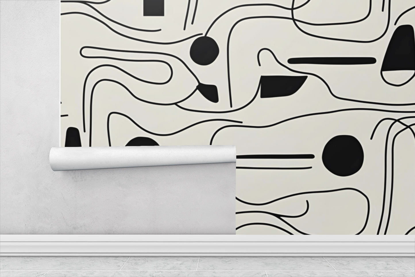 Modern Hieroglyphic Flow Peel & Stick Fabric Wallpaper Mural