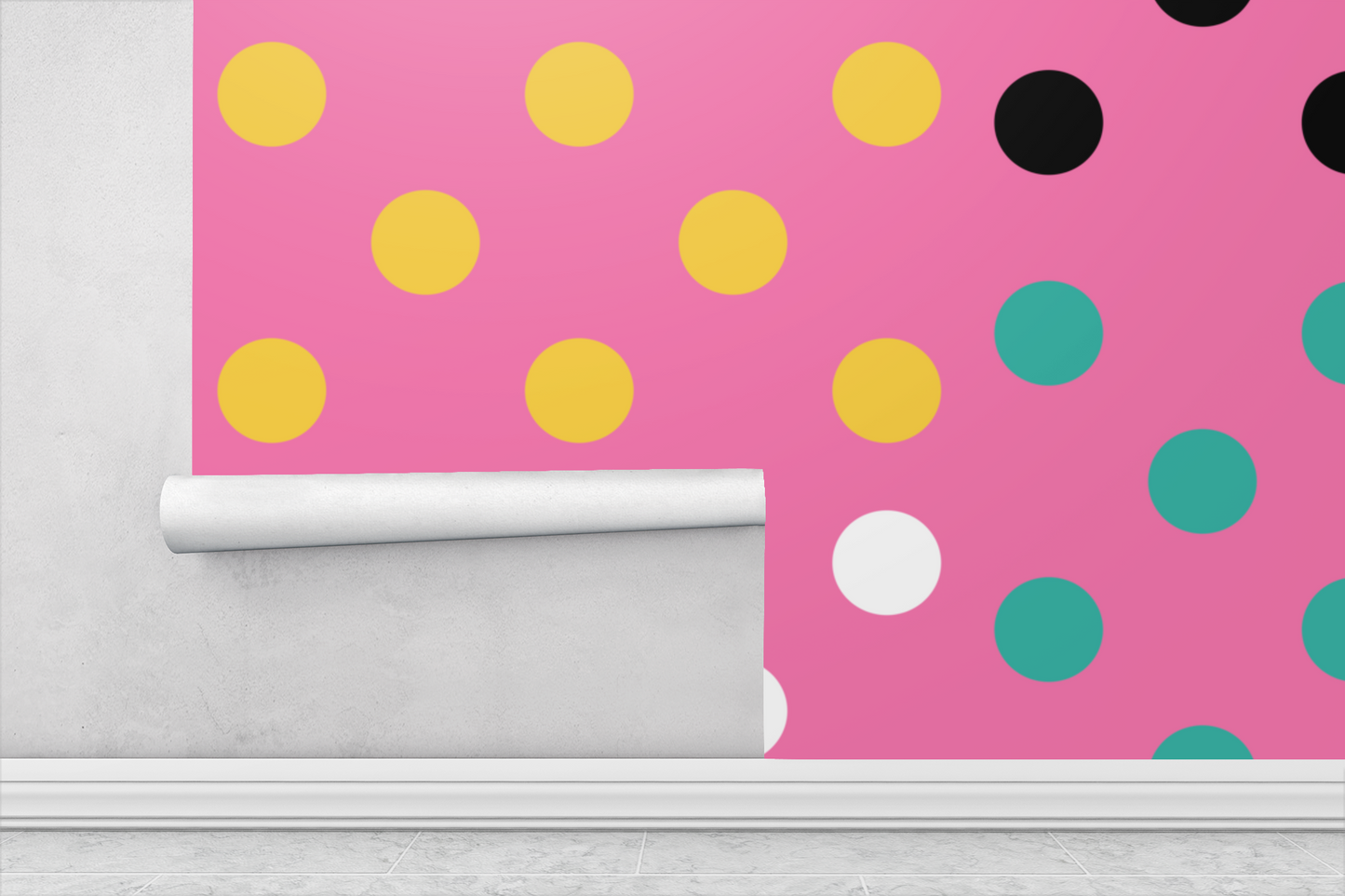 Modern Polka Dots Peel & Stick Fabric Wallpaper Mural