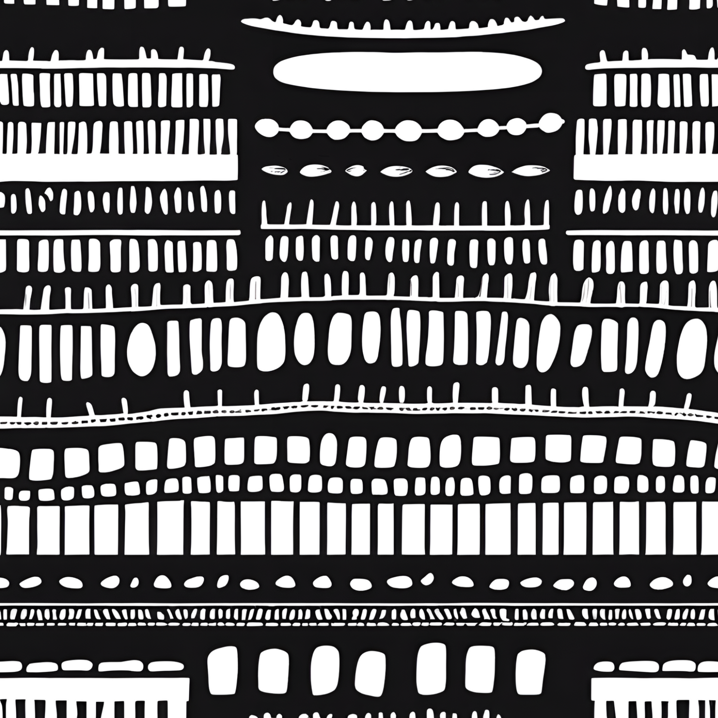 Black & White Ethnic Boho Peel & Stick Fabric Wallpaper Mural