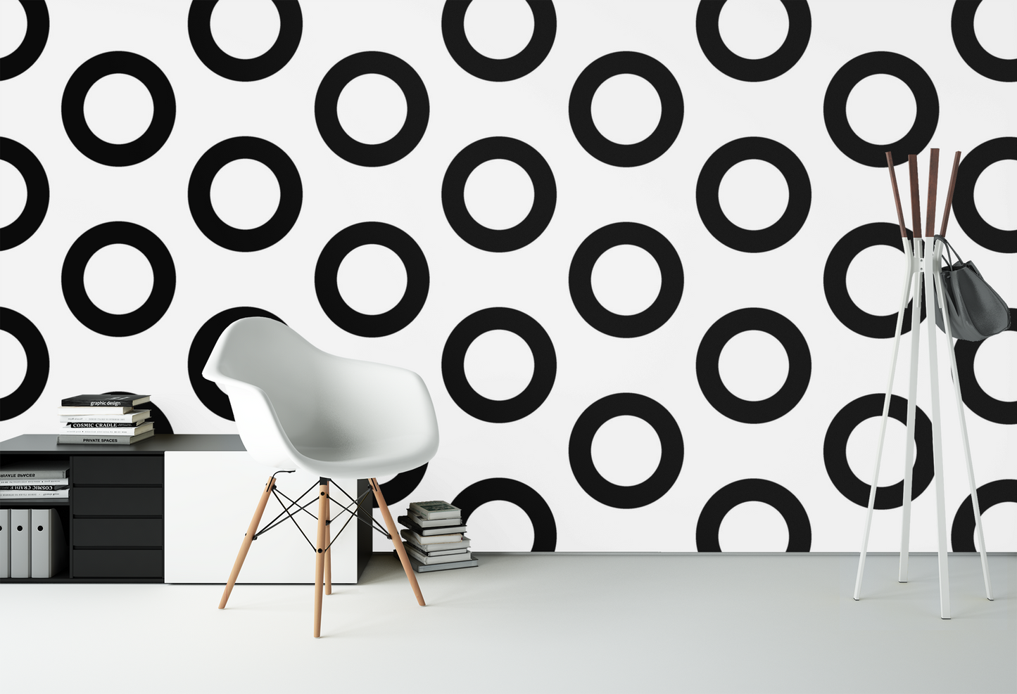Modern Geometric Circles Peel & Stick Fabric Wallpaper Mural