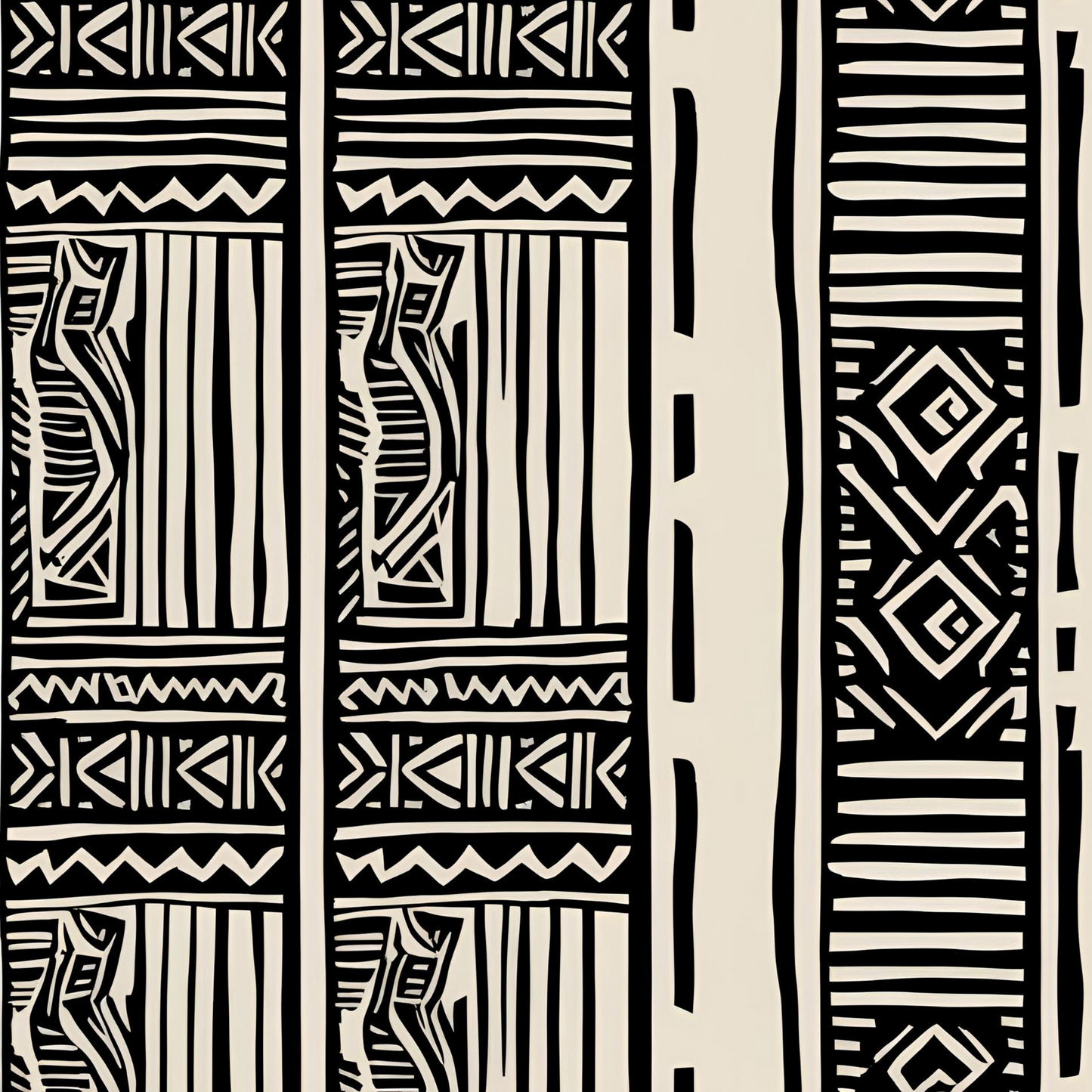 Modern African Tribal Peel & Stick Fabric Wallpaper Mural