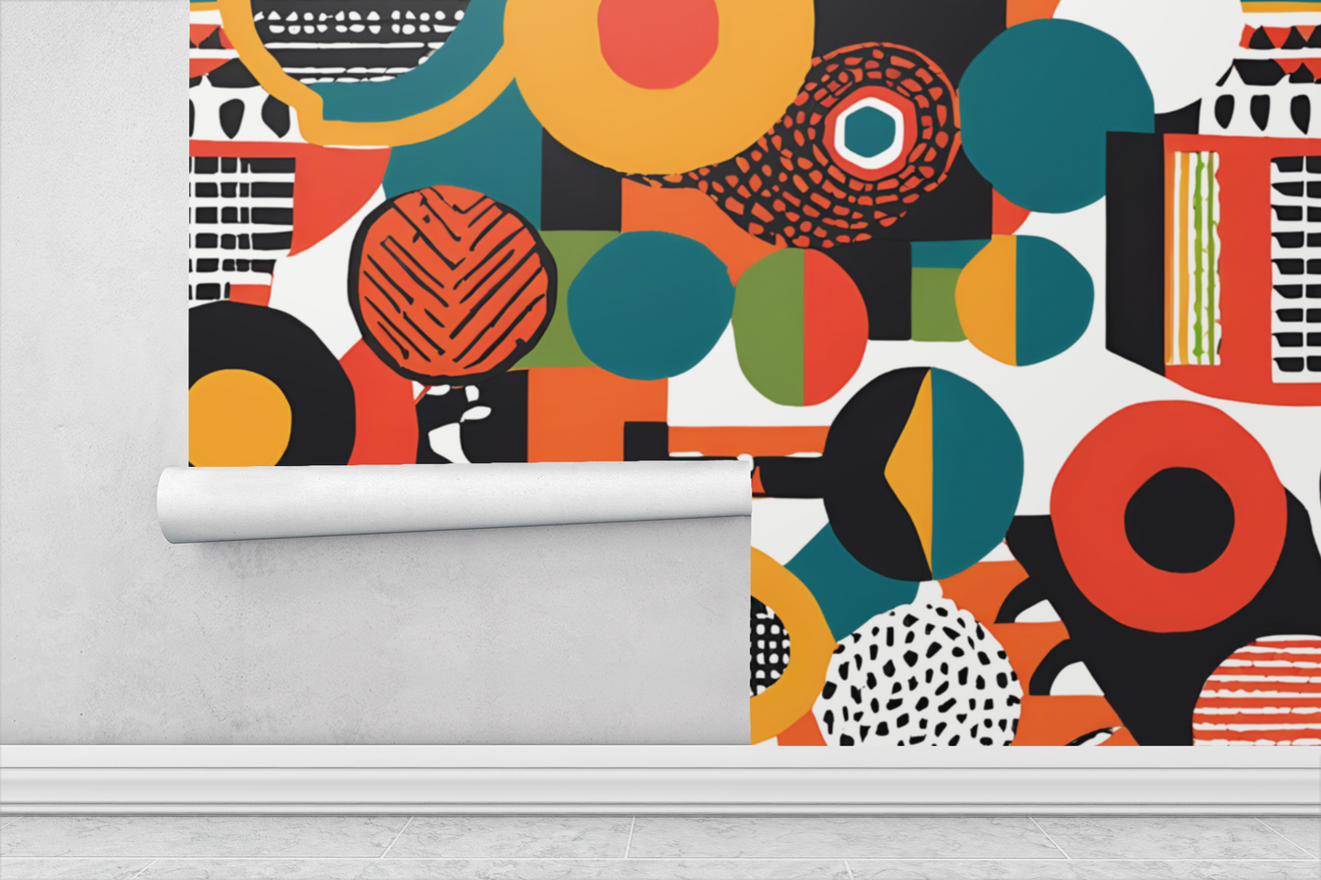 Abstract African Boho Peel & Stick Fabric Wallpaper Mural