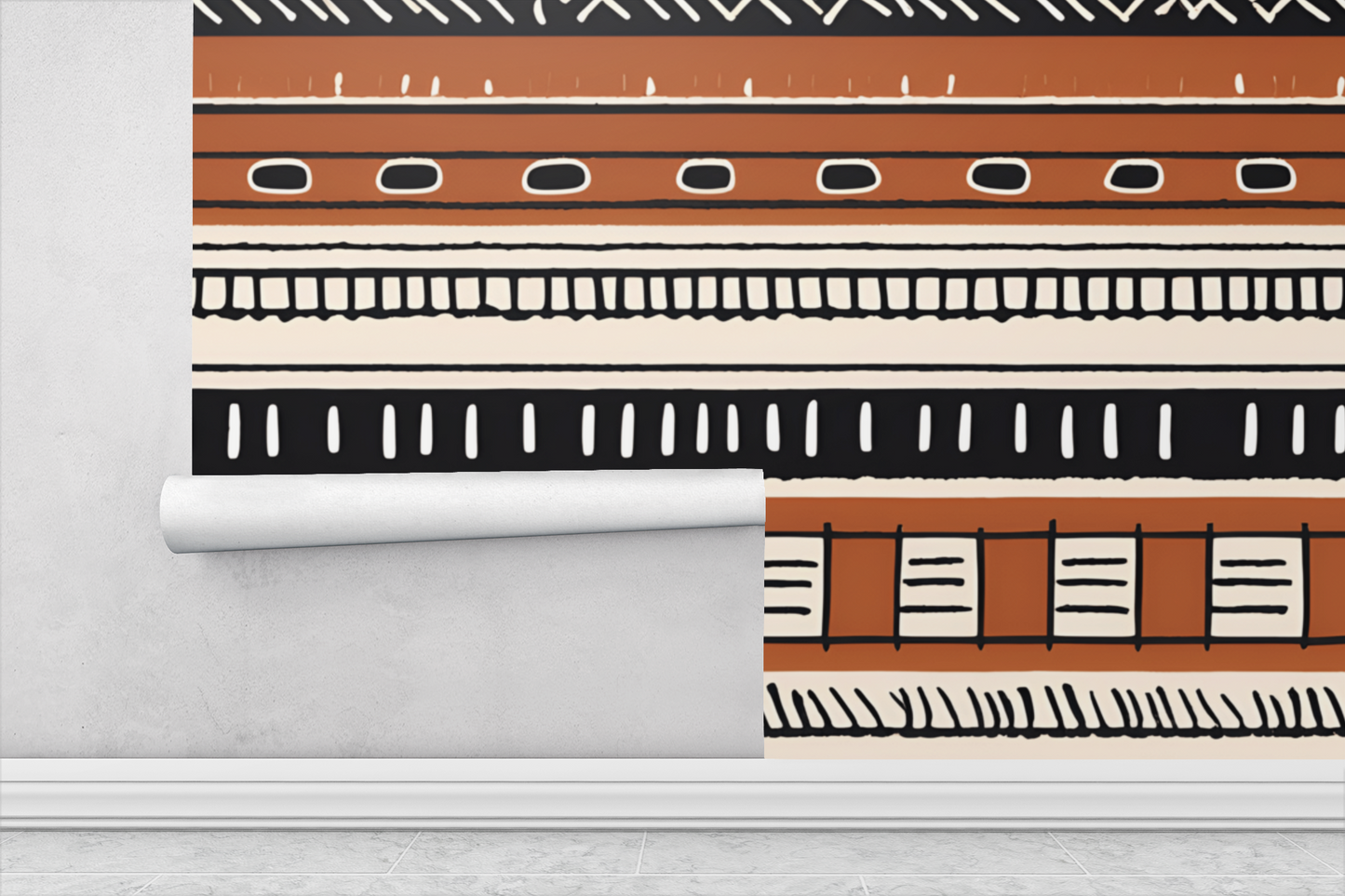Afrocentric Boho Peel & Stick Fabric Wallpaper Mural