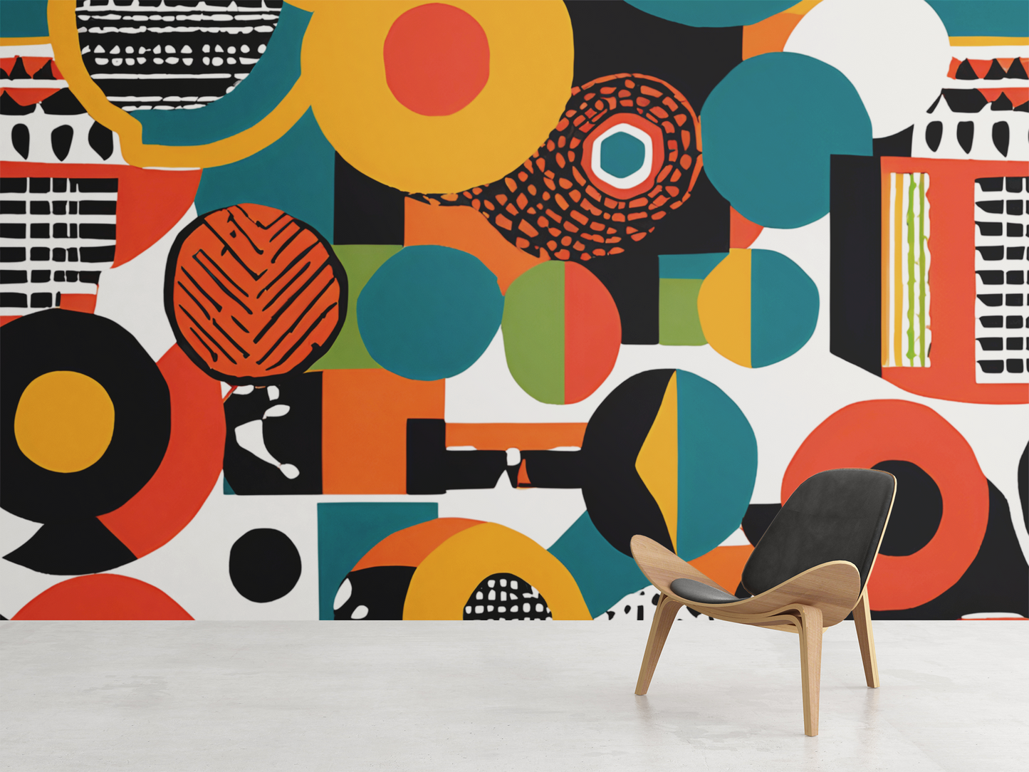 Abstract African Boho Peel & Stick Fabric Wallpaper Mural