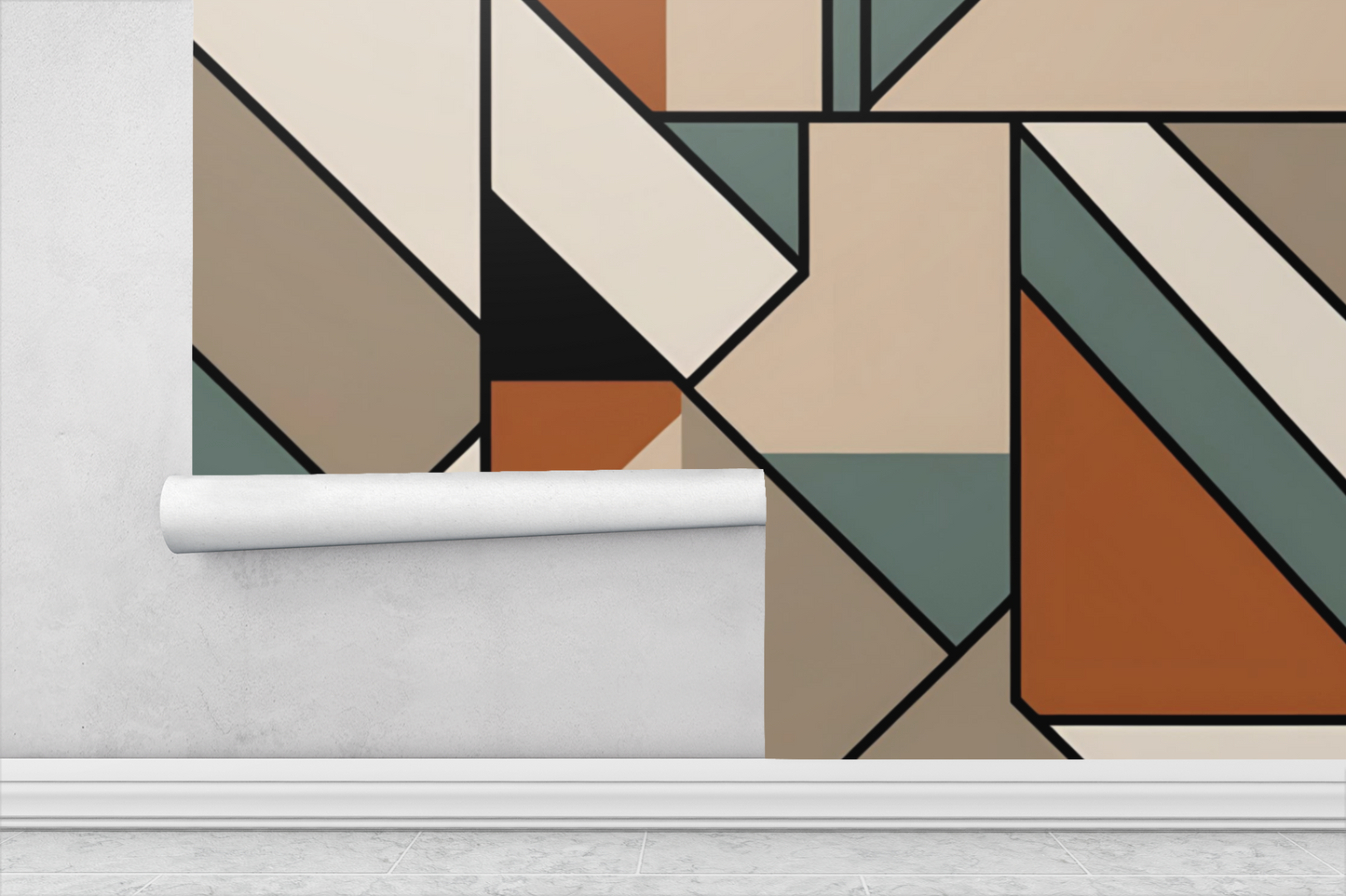 Monotone Retro Geometric Peel & Stick Fabric Wallpaper Mural