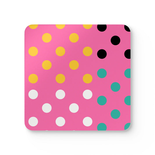 Modern Polka Dots Corkwood Coaster Set