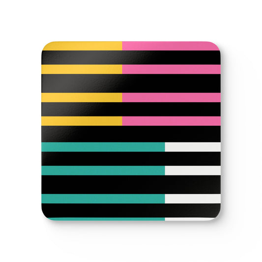 Striped Color Block Corkwood Coaster Set