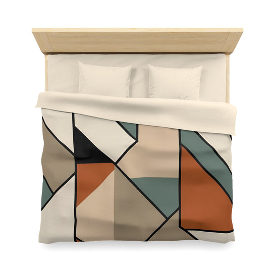 Monotone Retro Geometric Duvet Cover