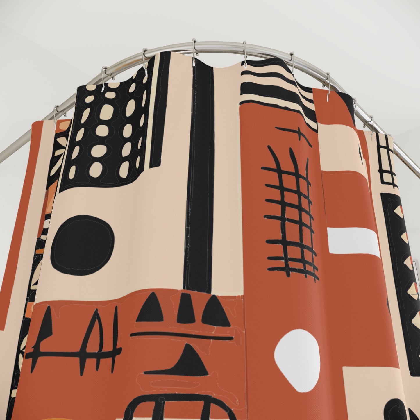 Monotone Tribal Inspired Shower Curtain