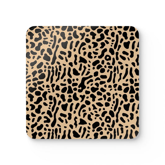 Modern Abstract Leopard Print Corkwood Coaster Set