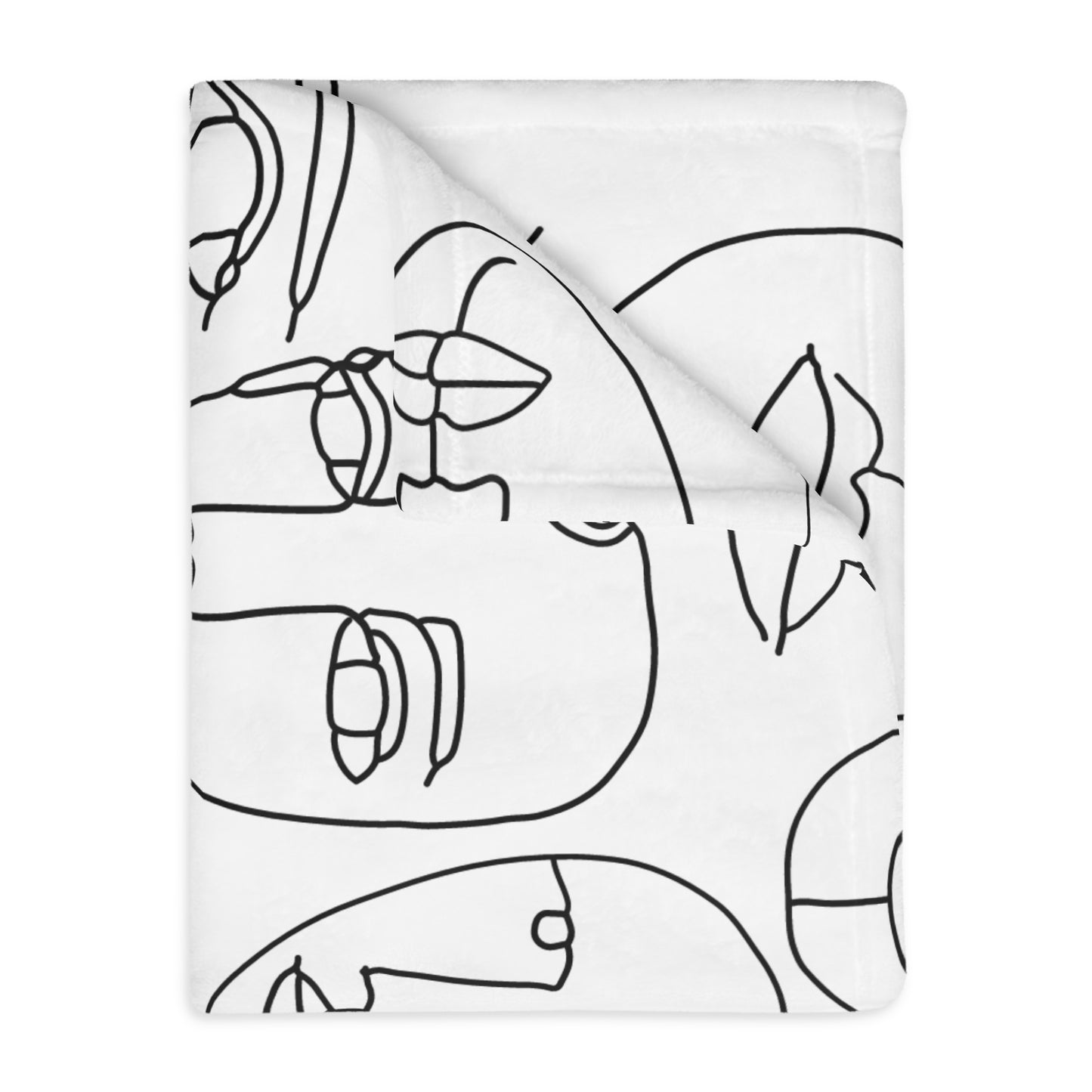 Abstract Line Art Faces Throw Blanket
