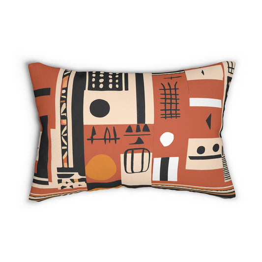 Monotone Tribal Inspired Lumbar Pillow