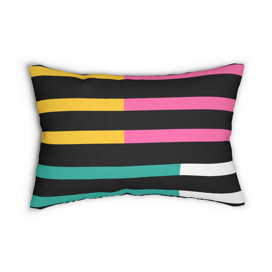Striped Color Block Lumbar Pillow