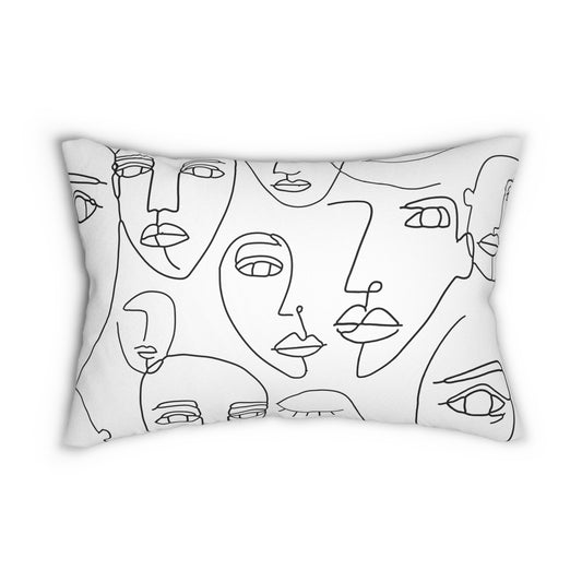 Abstract Line Art Faces Lumbar Pillow