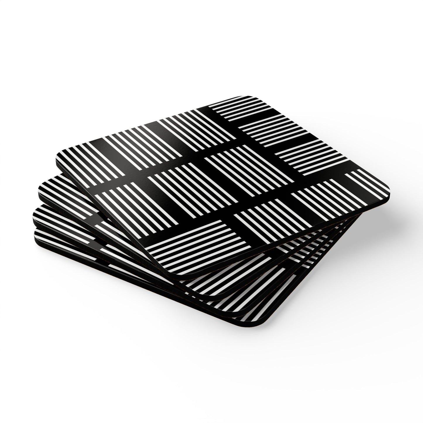 Minimalist Lined Corkwood Coaster Set