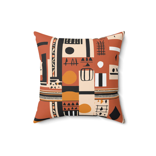 Monotone Tribal Inspired Throw Pillow