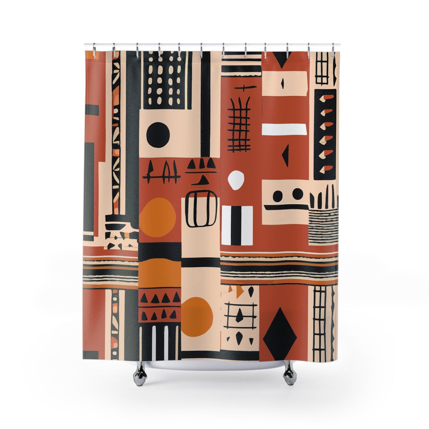 Monotone Tribal Inspired Shower Curtain