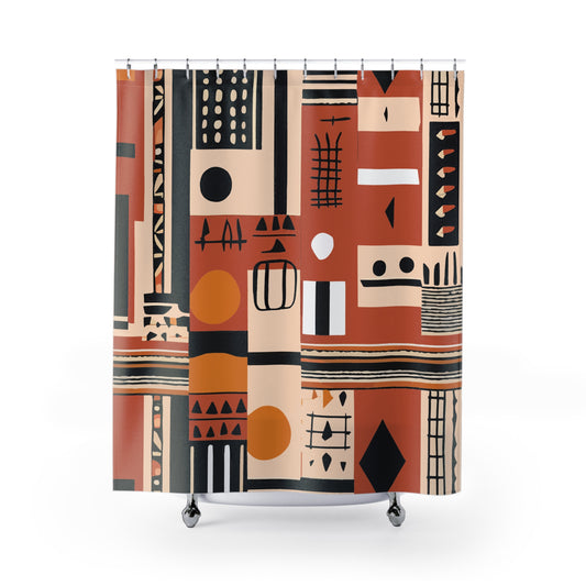 Monotone Tribal Inspired Shower Curtain