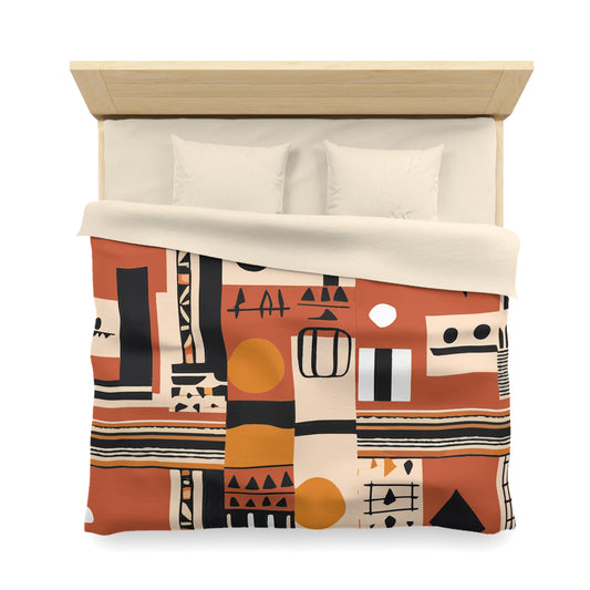 Monotone Tribal Inspired Duvet Cover
