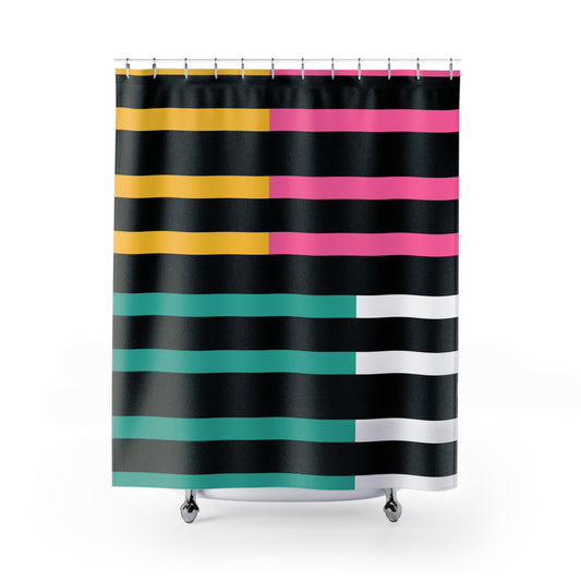 Striped Color Block Shower Curtain