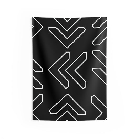 Minimalist Black & White Chevron Wall Tapestry