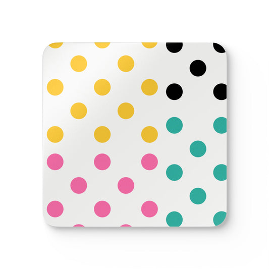 Modern Polka Dots Corkwood Coaster Set