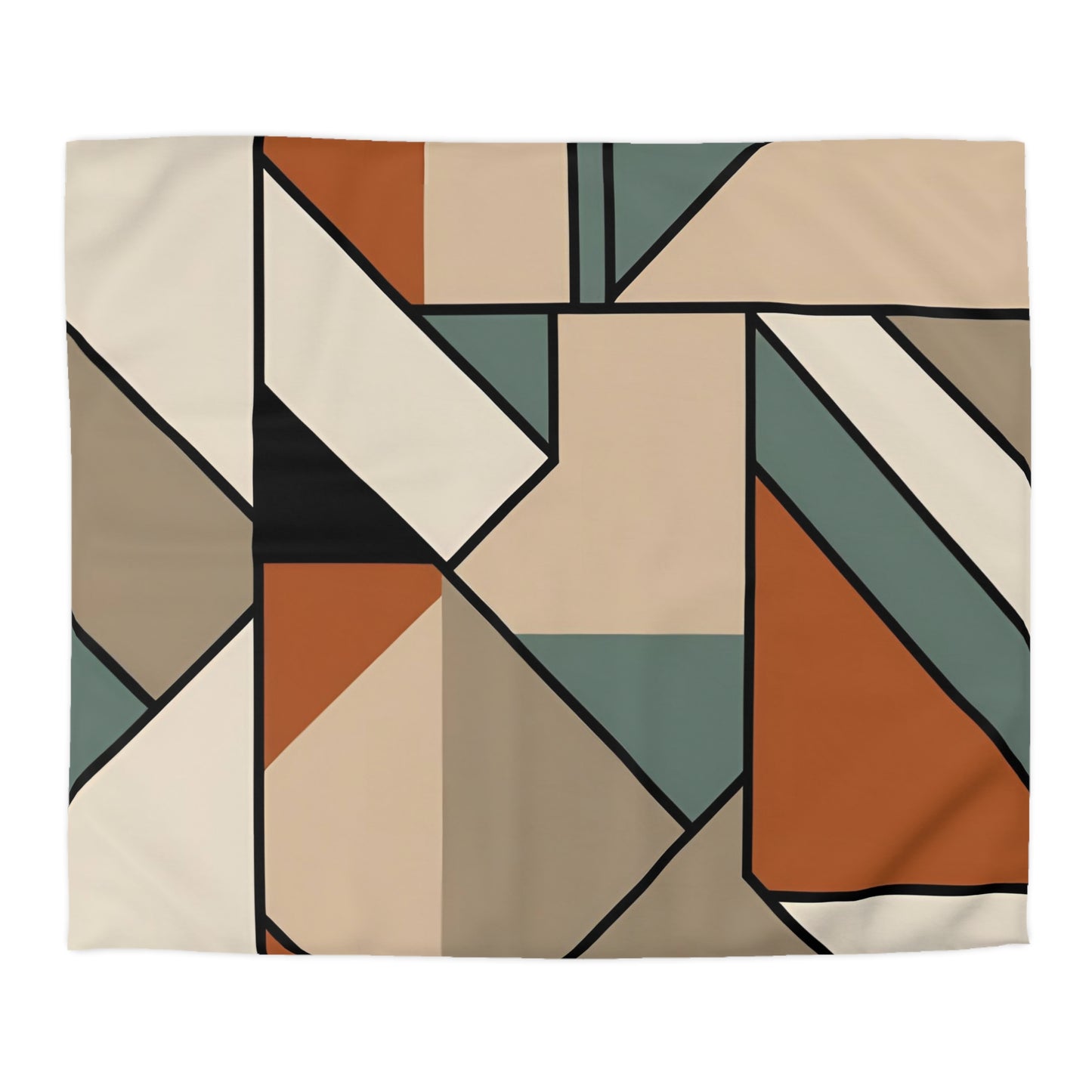 Monotone Retro Geometric Duvet Cover