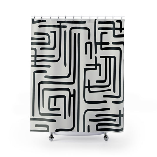 Modern Geometric Lined Shower Curtain