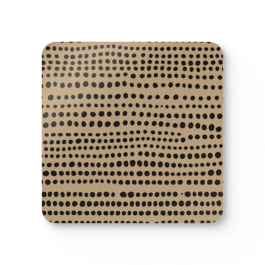 Monotone Modern Polka Dot Corkwood Coaster Set